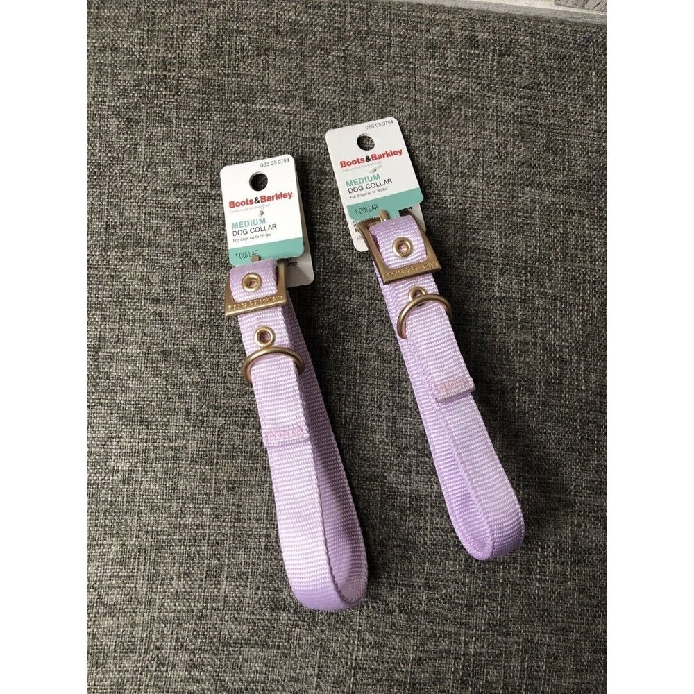 Pack of 2 Boots & Barkley Light Purple Nylon Dog Collar Size Medium up to 50 lbs